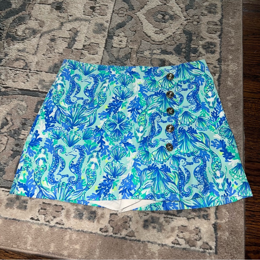 Lilly Pulitzer Blue and Green Sea Life Skirt